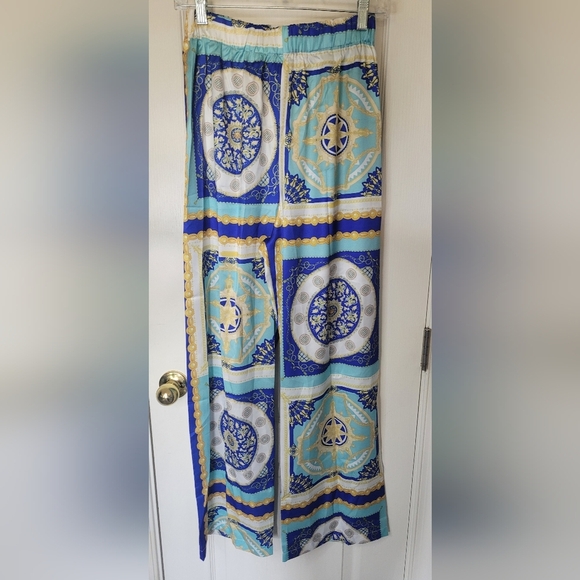 MICAS Blue And Gold Accent Pants. Sz L. NWT RUNS SMALL - Picture 2 of 6